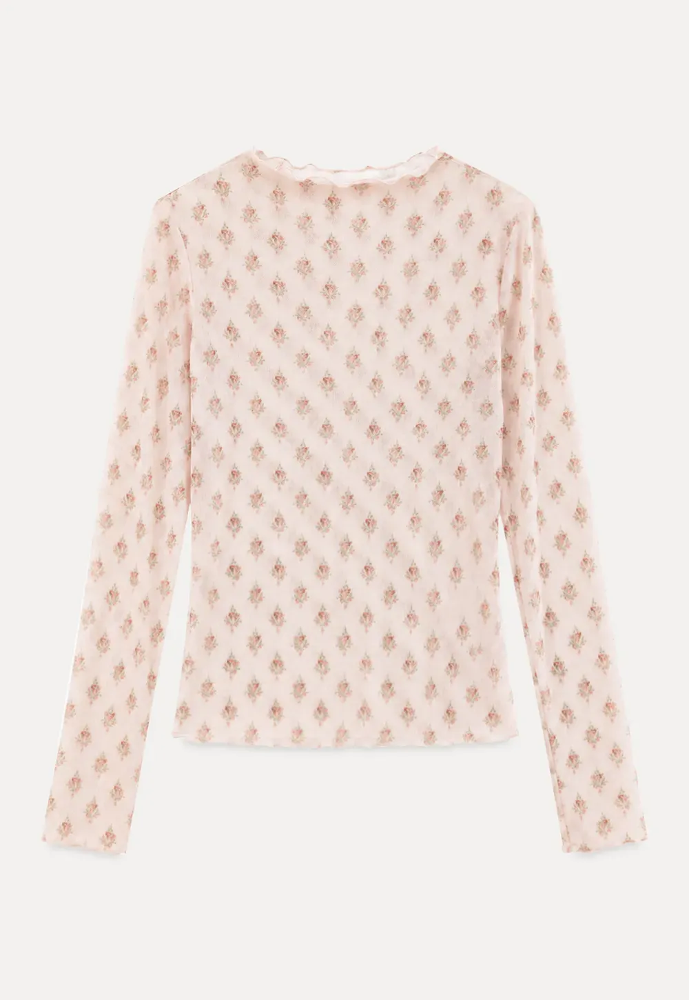 Floral Print Sheer Long Sleeve Wrap Top