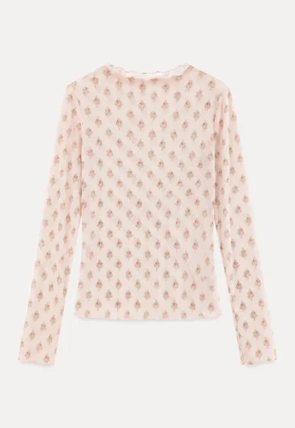 Floral Print Sheer Long Sleeve Wrap Top