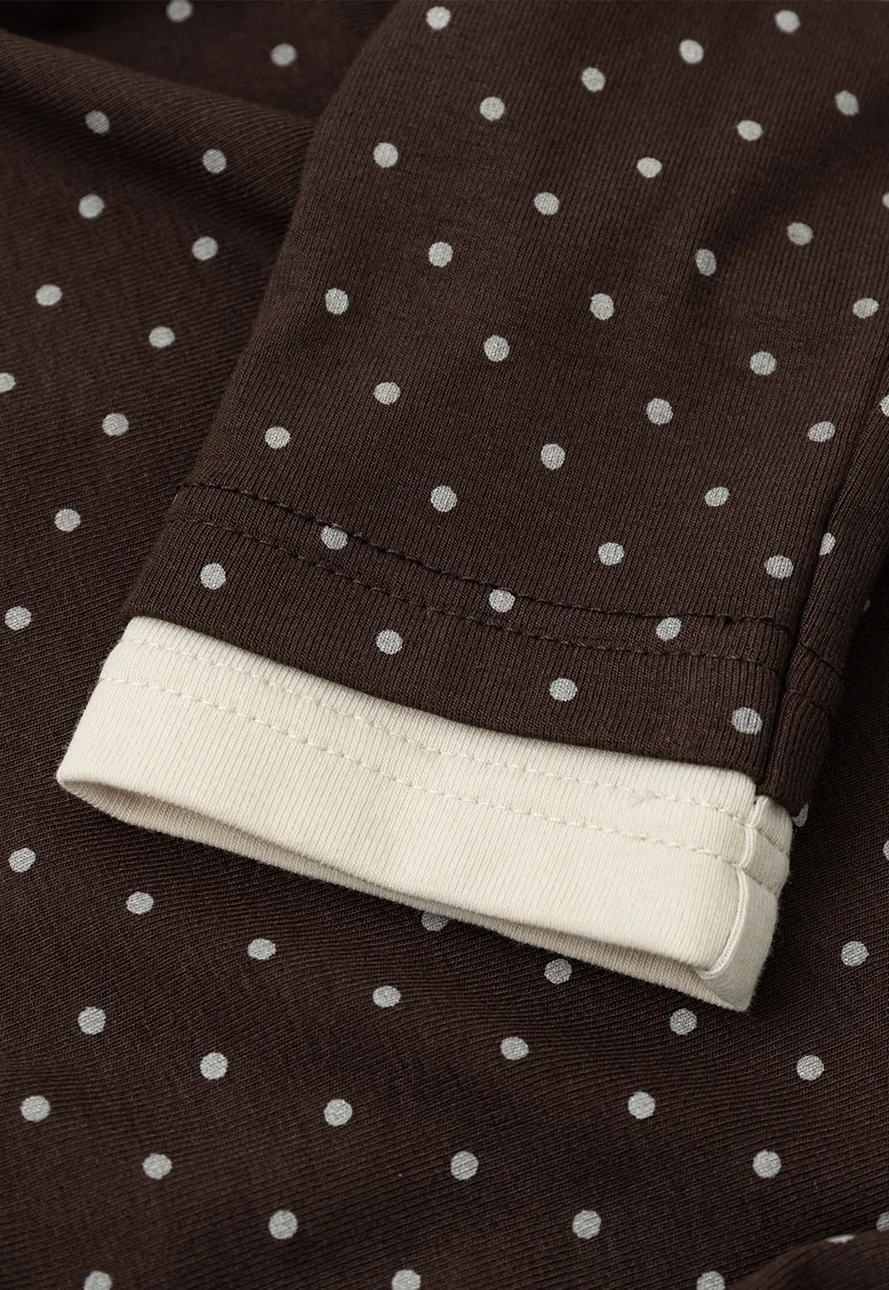 Polka Dot Long Sleeve Top with Tie Neck Detail