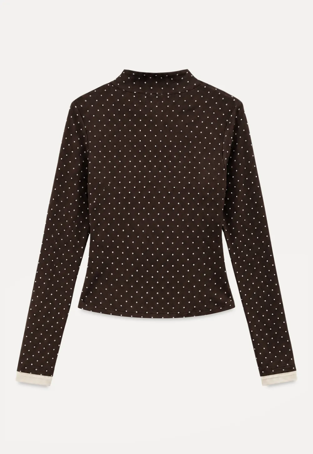 Polka Dot Long Sleeve Top with Tie Neck Detail