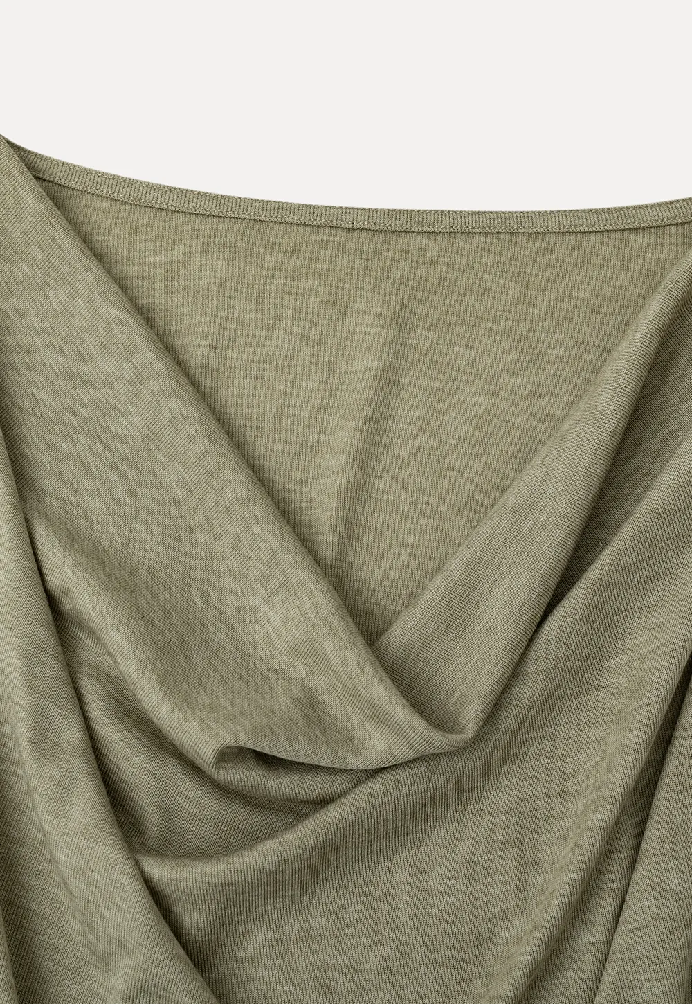 Lace Panel V Neck Draped Sleeve Top