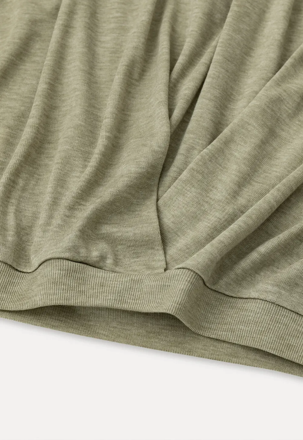 Lace Panel V Neck Draped Sleeve Top