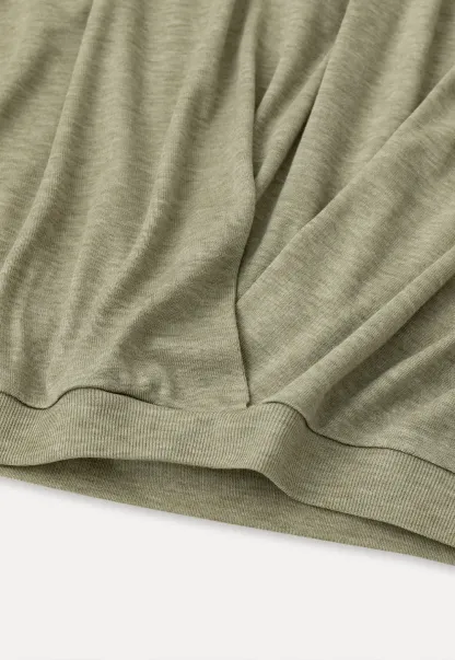 Lace Panel V Neck Draped Sleeve Top