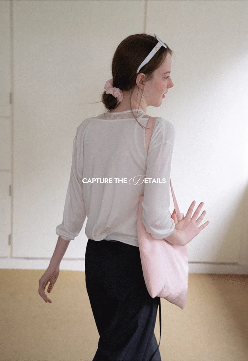 Lace Panel V Neck Draped Sleeve Top