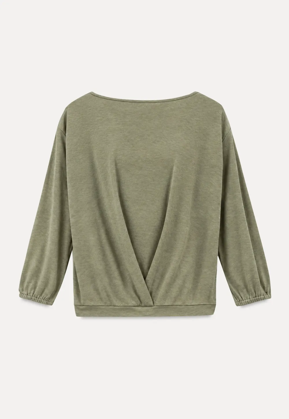 Lace Panel V Neck Draped Sleeve Top