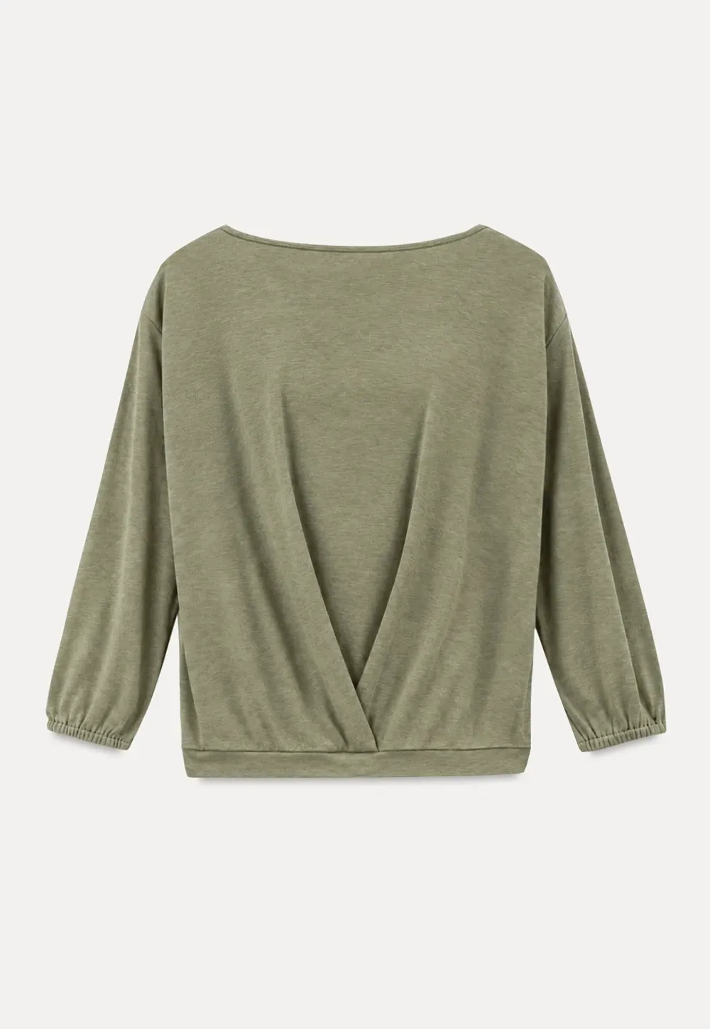Lace Panel V Neck Draped Sleeve Top