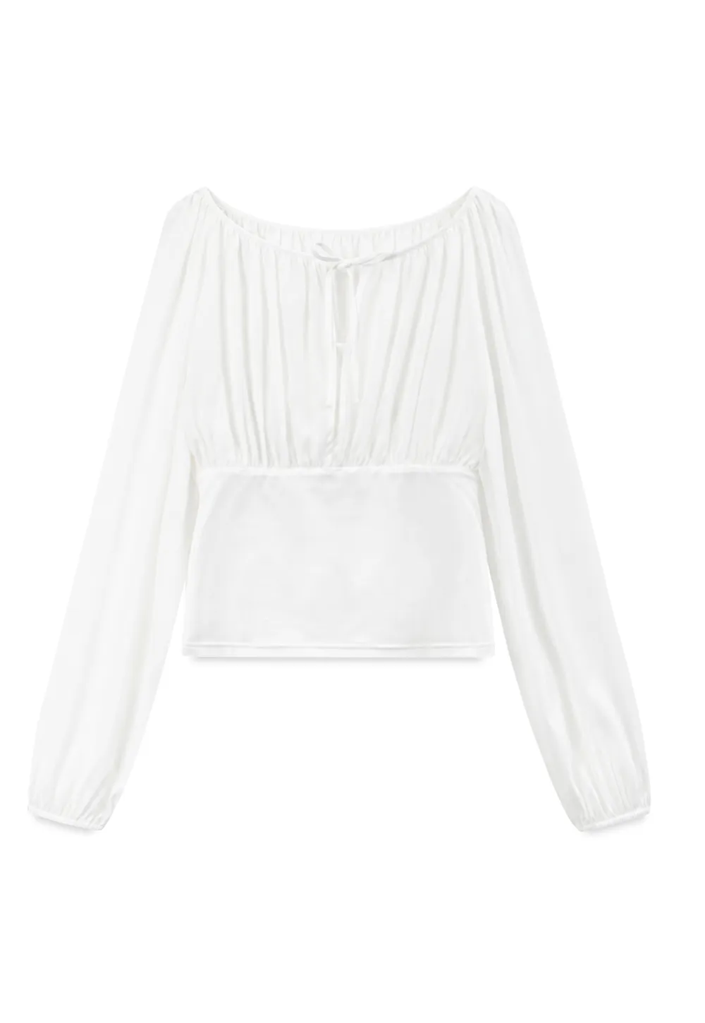 Sheer Long Sleeve Cold Shoulder Blouse