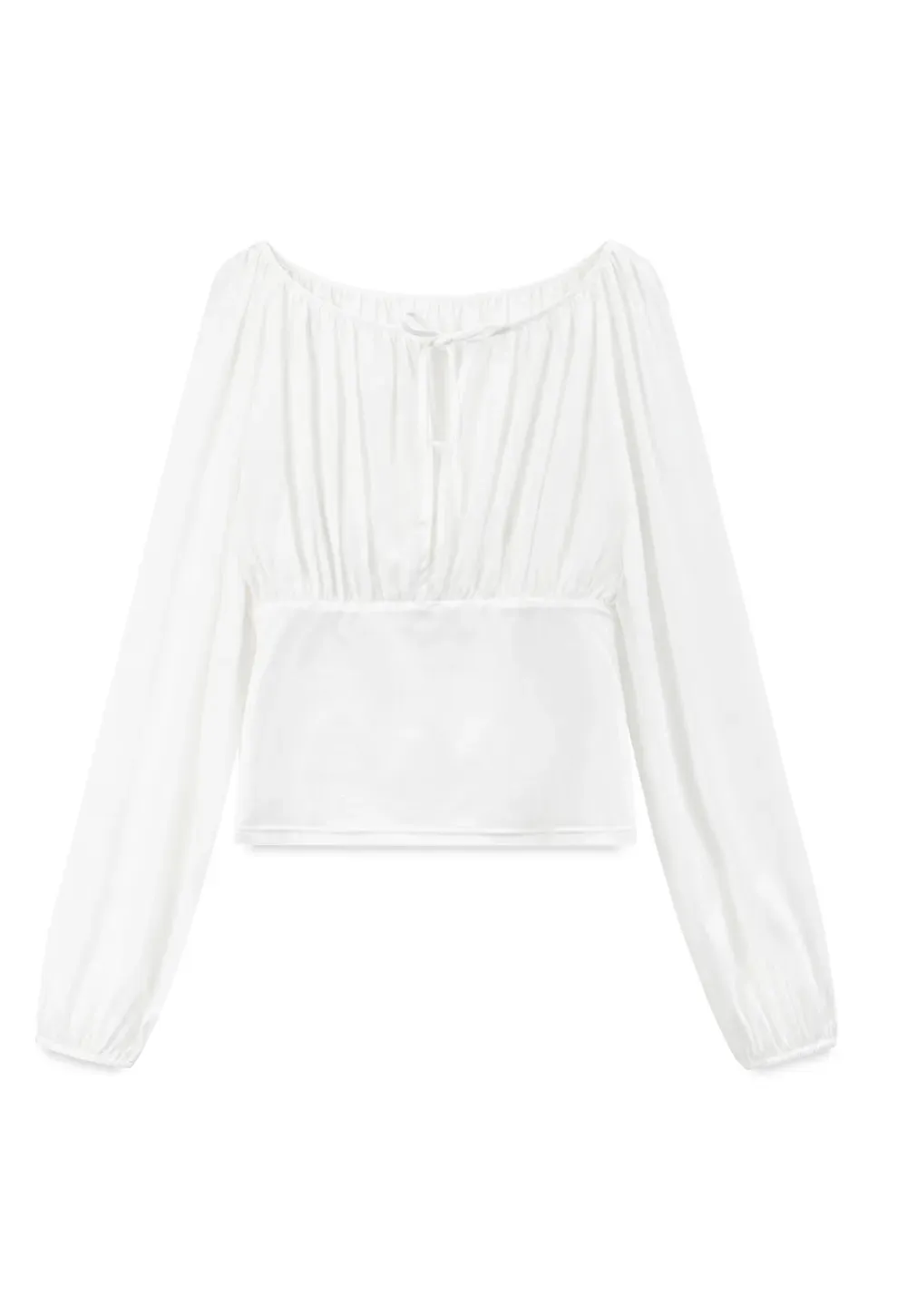 Sheer Long Sleeve Cold Shoulder Blouse