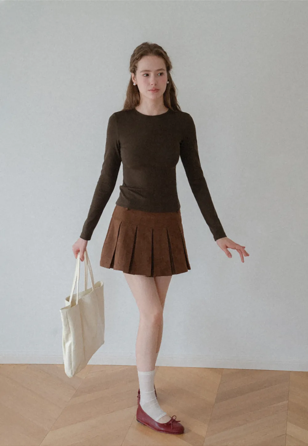 Slim Fit Crew Neck Long Sleeve Knit Top