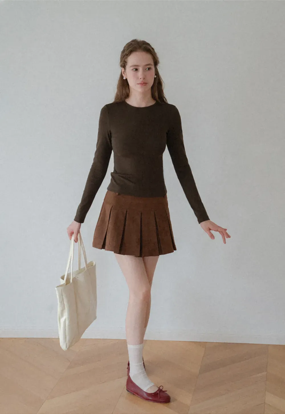 Slim Fit Crew Neck Long Sleeve Knit Top