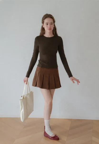 Slim Fit Crew Neck Long Sleeve Knit Top