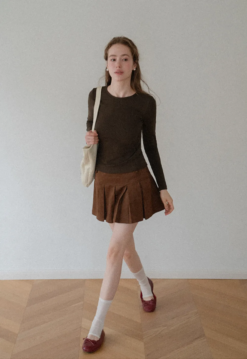 Slim Fit Crew Neck Long Sleeve Knit Top