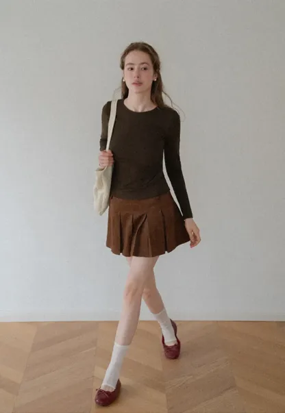 Slim Fit Crew Neck Long Sleeve Knit Top