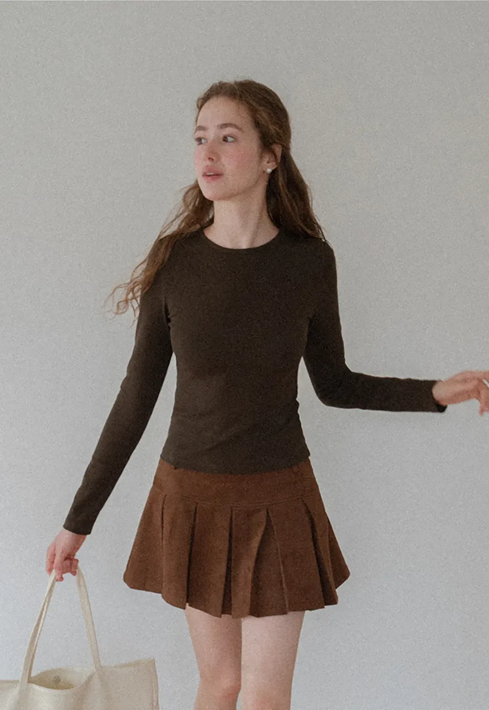 Slim Fit Crew Neck Long Sleeve Knit Top