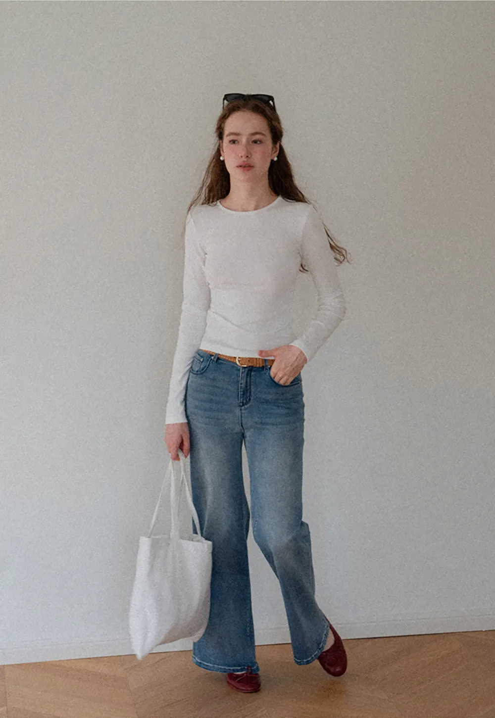 Slim Fit Crew Neck Long Sleeve Knit Top