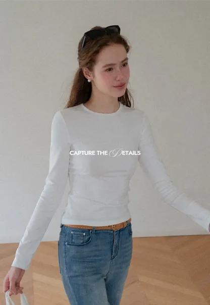 Slim Fit Crew Neck Long Sleeve Knit Top