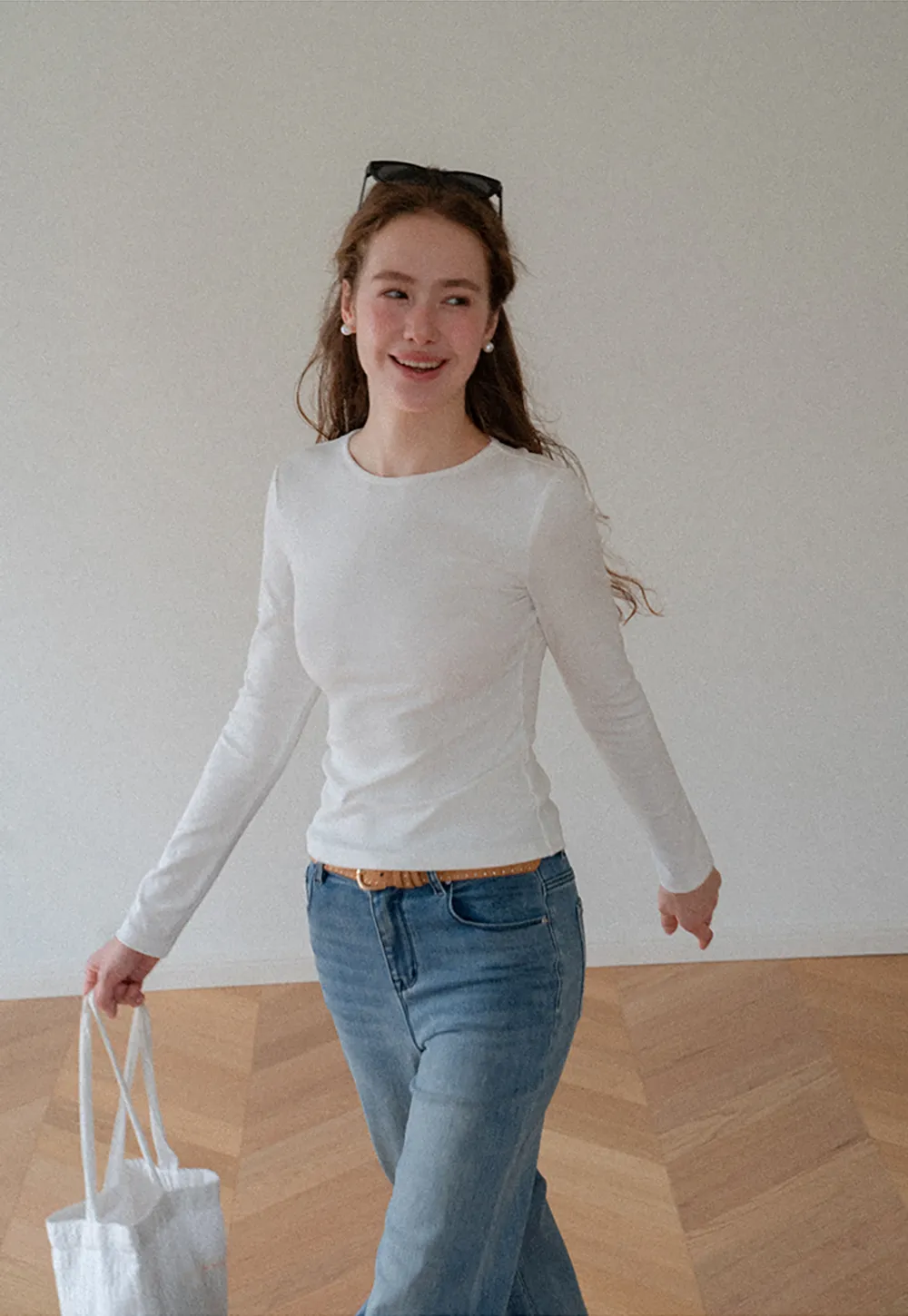 Slim Fit Crew Neck Long Sleeve Knit Top