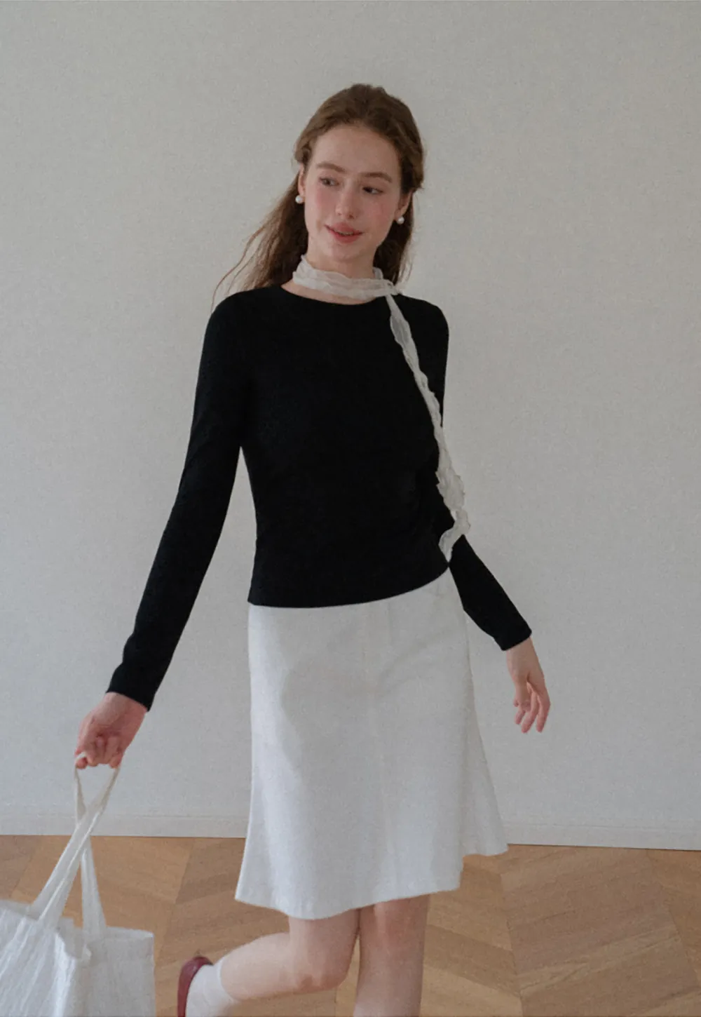 Slim Fit Crew Neck Long Sleeve Knit Top
