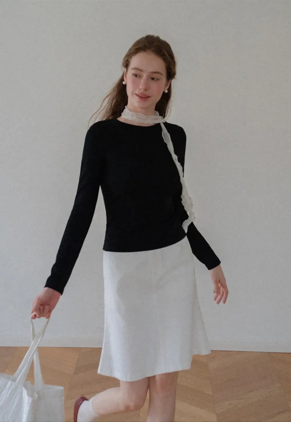 Slim Fit Crew Neck Long Sleeve Knit Top