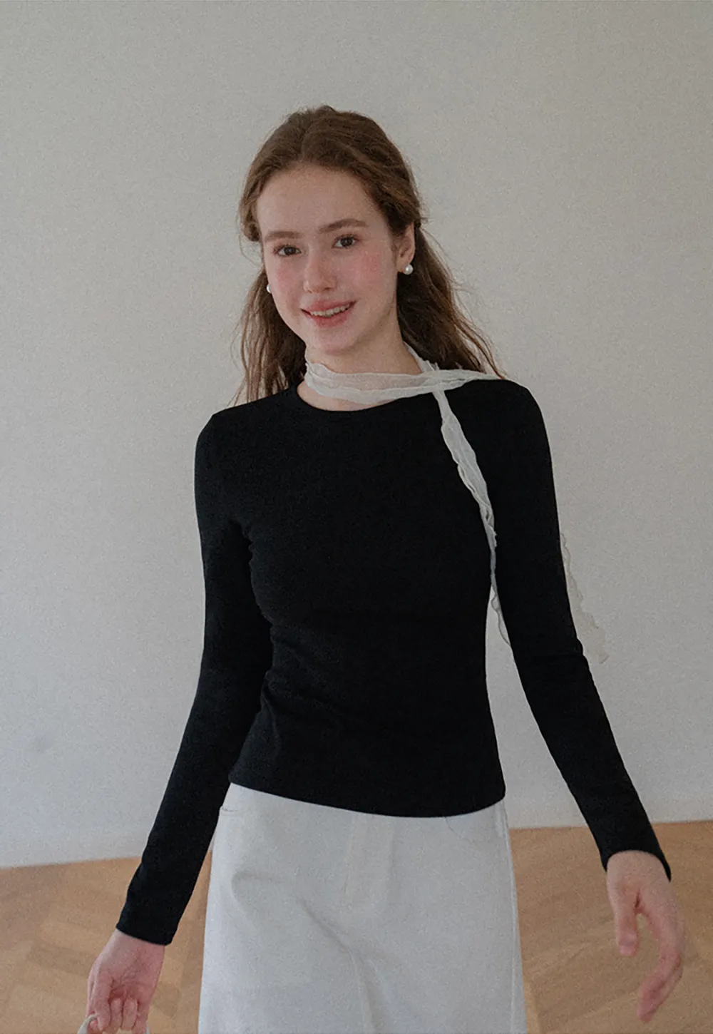 Slim Fit Crew Neck Long Sleeve Knit Top