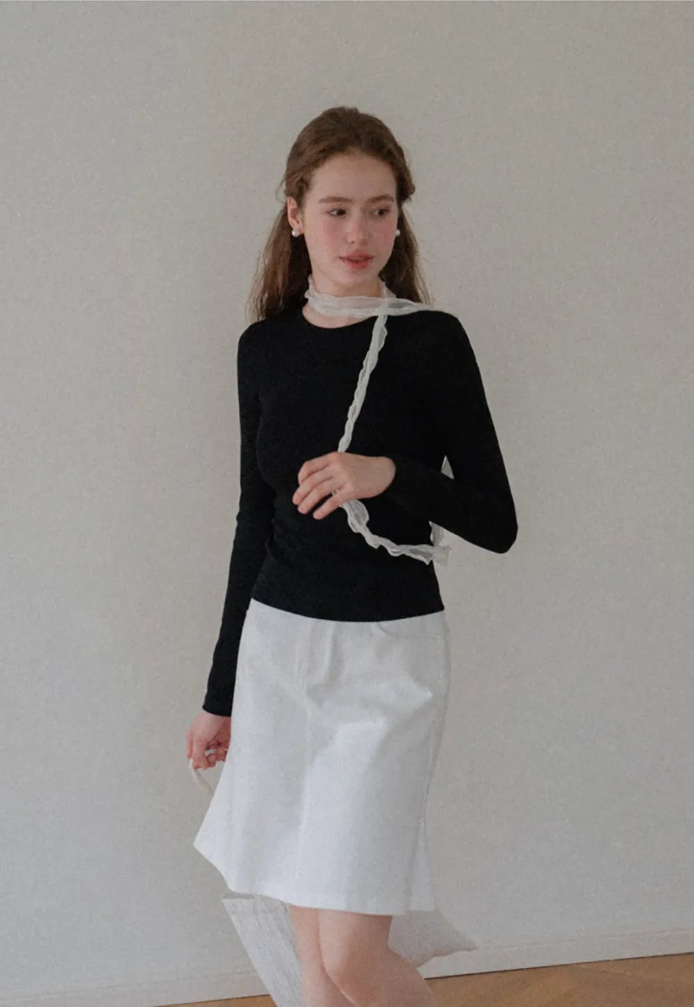 Slim Fit Crew Neck Long Sleeve Knit Top