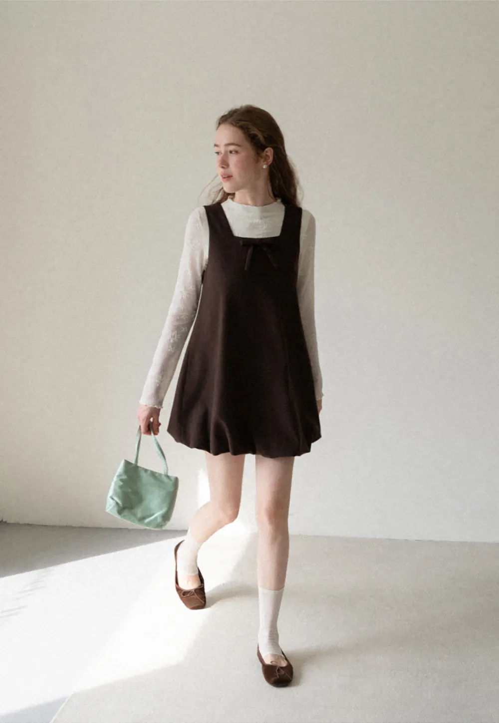 Ribbed Knit Mock Neck Long Sleeve Lace Panel Top