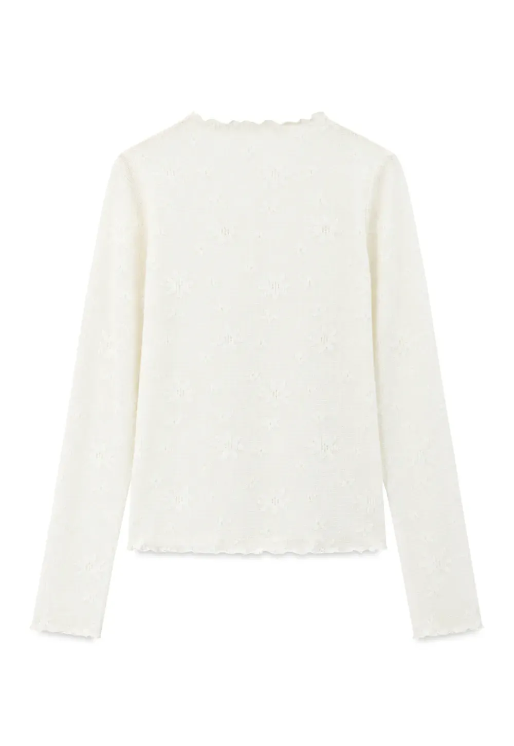 Ribbed Knit Mock Neck Long Sleeve Lace Panel Top