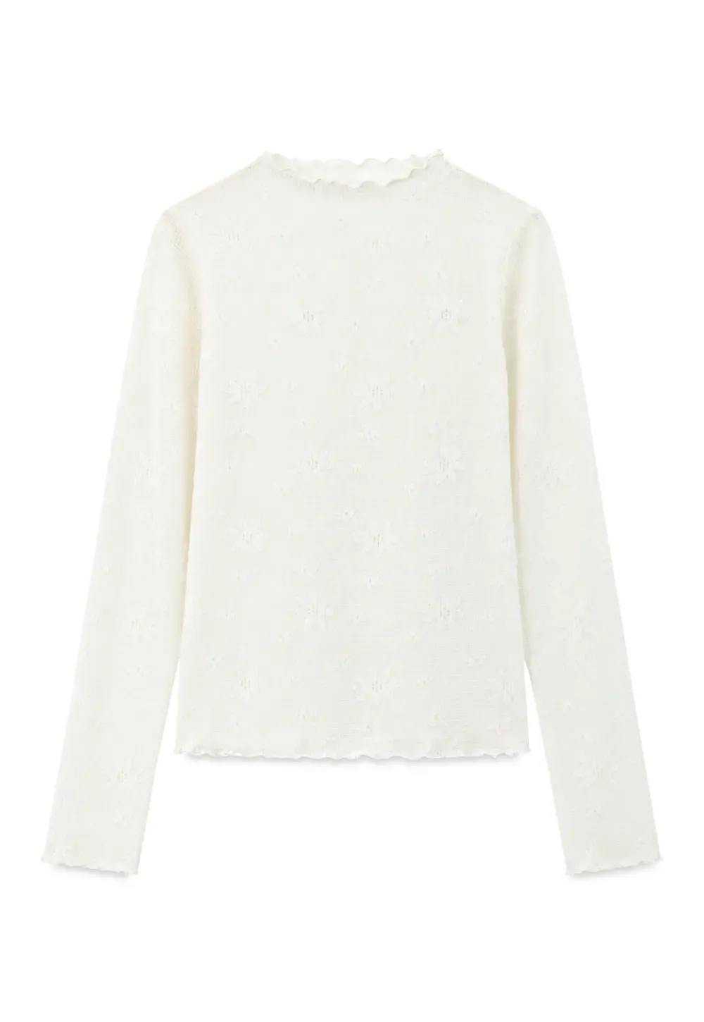 Ribbed Knit Mock Neck Long Sleeve Lace Panel Top