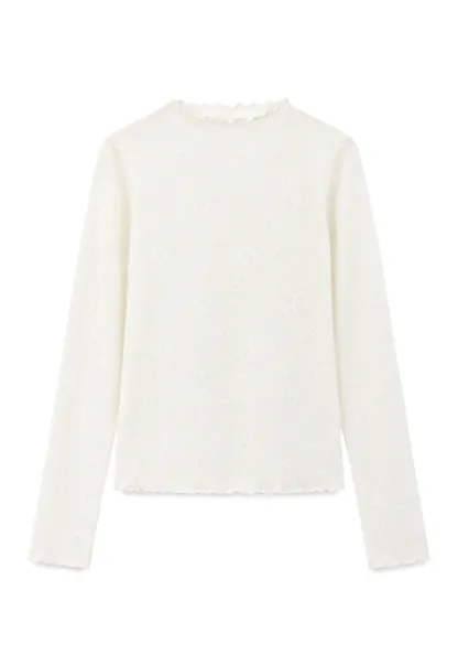 Ribbed Knit Mock Neck Long Sleeve Lace Panel Top