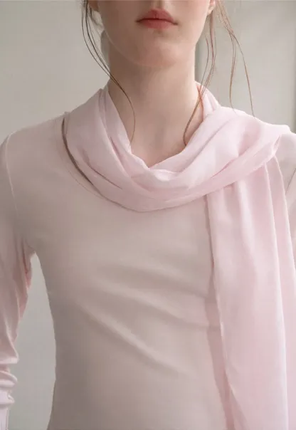 Asymmetrical Draped Cowl Neck Long Sleeve Top