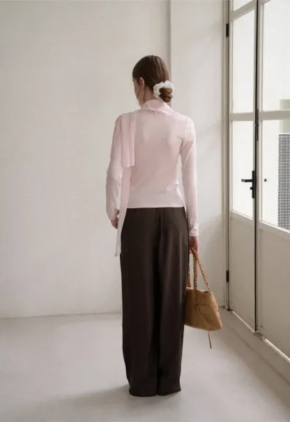 Asymmetrical Draped Cowl Neck Long Sleeve Top