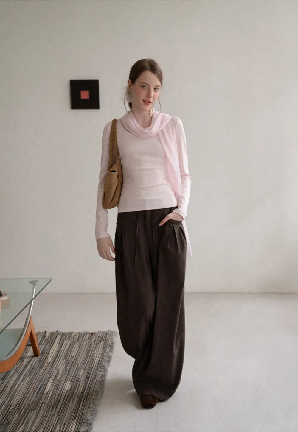Asymmetrical Draped Cowl Neck Long Sleeve Top