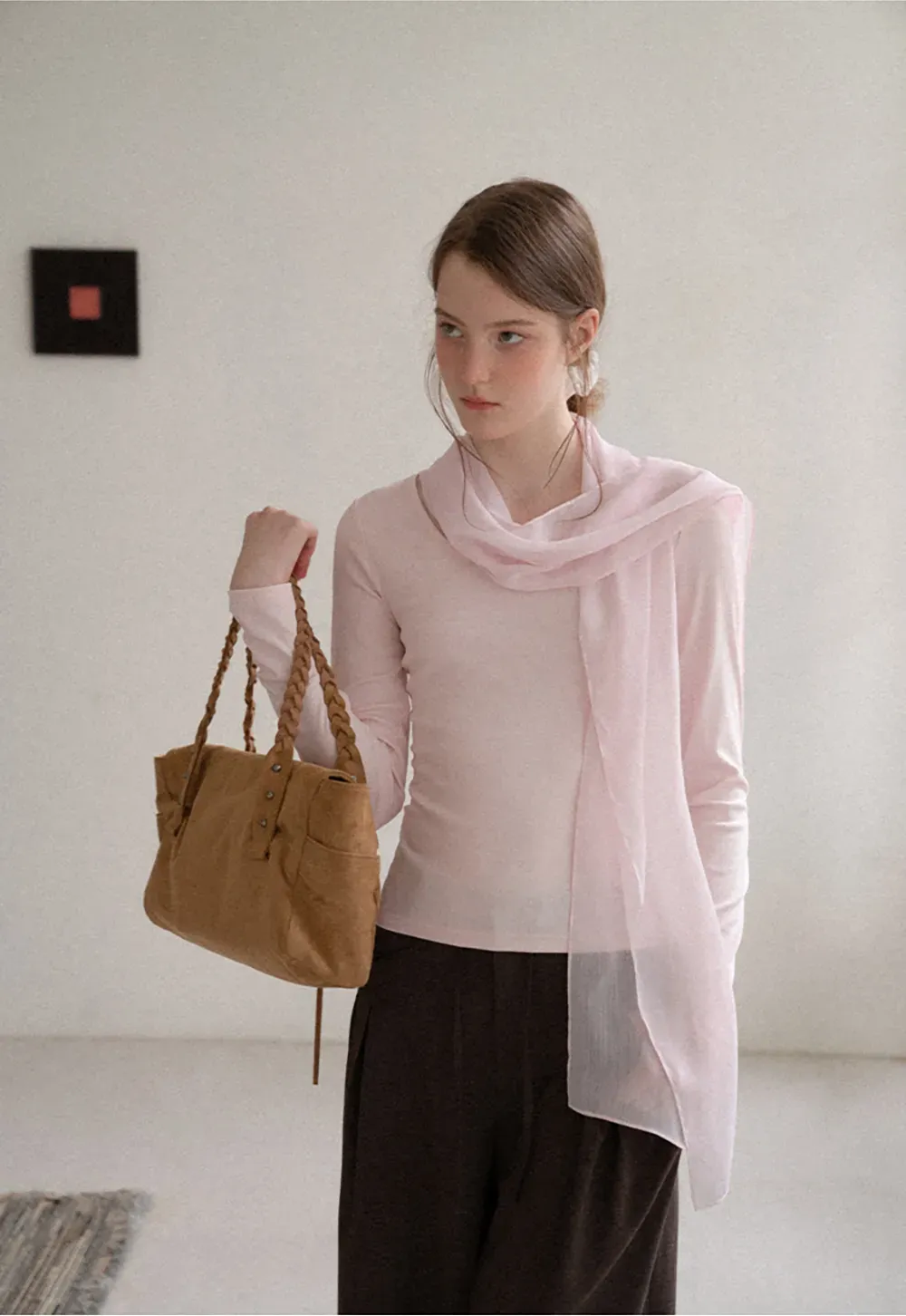 Asymmetrical Draped Cowl Neck Long Sleeve Top