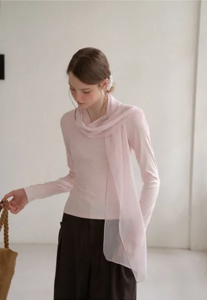 Asymmetrical Draped Cowl Neck Long Sleeve Top