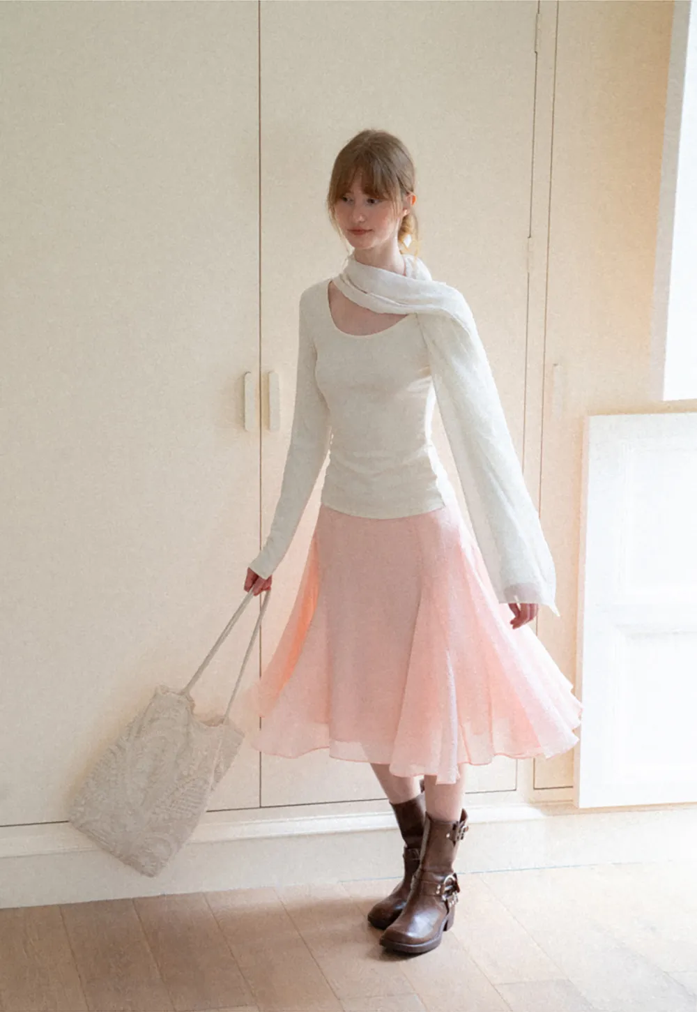 Asymmetrical Draped Cowl Neck Long Sleeve Top