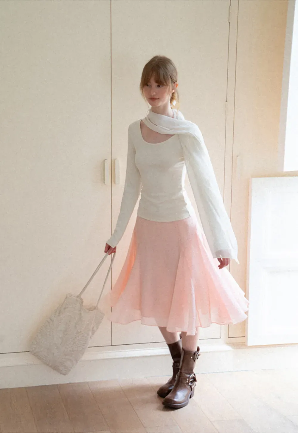 Asymmetrical Draped Cowl Neck Long Sleeve Top