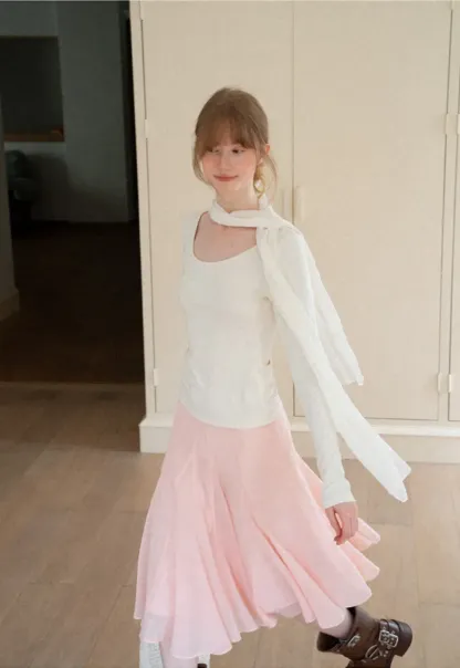 Asymmetrical Draped Cowl Neck Long Sleeve Top
