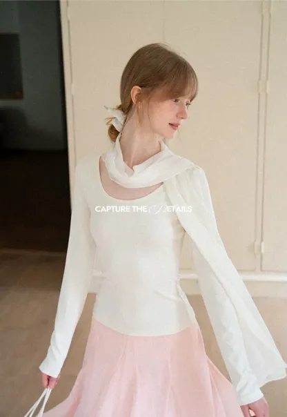 Asymmetrical Draped Cowl Neck Long Sleeve Top