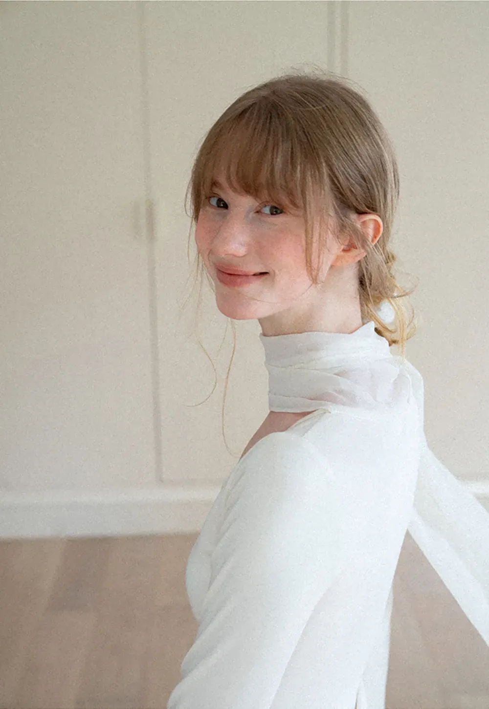Asymmetrical Draped Cowl Neck Long Sleeve Top
