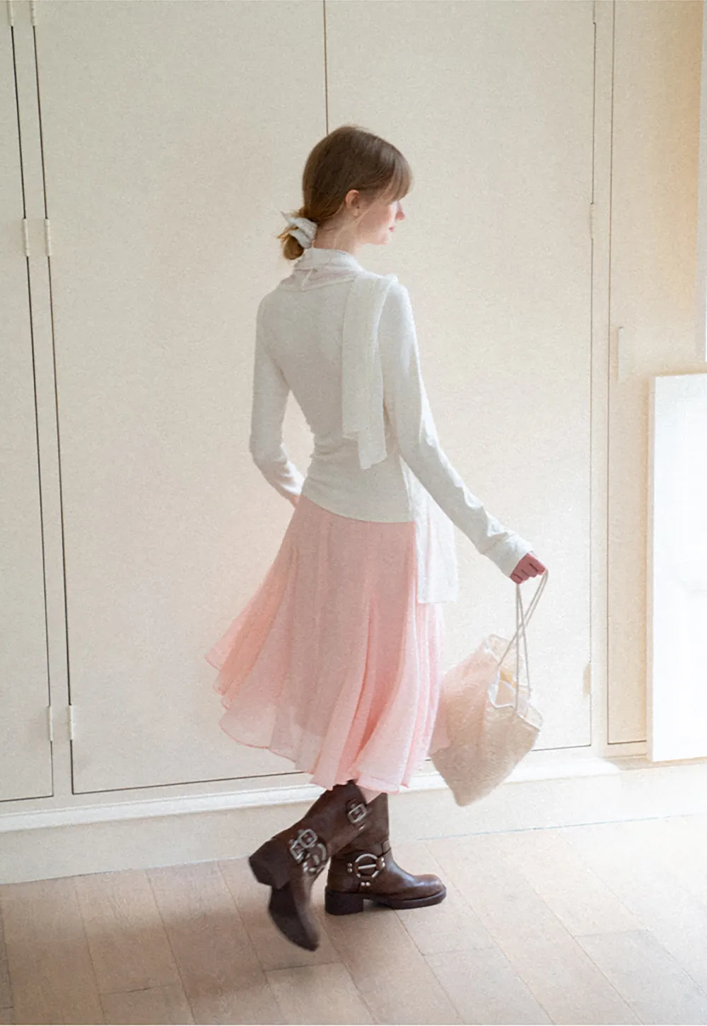Asymmetrical Draped Cowl Neck Long Sleeve Top