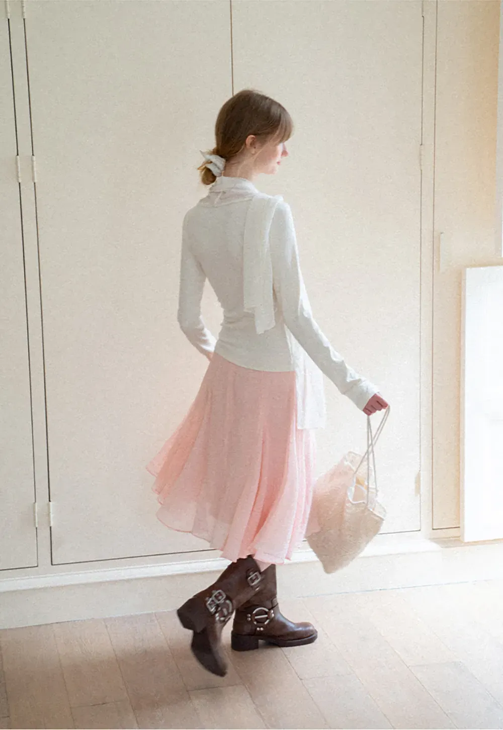 Asymmetrical Draped Cowl Neck Long Sleeve Top