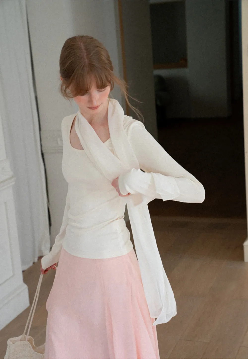 Asymmetrical Draped Cowl Neck Long Sleeve Top