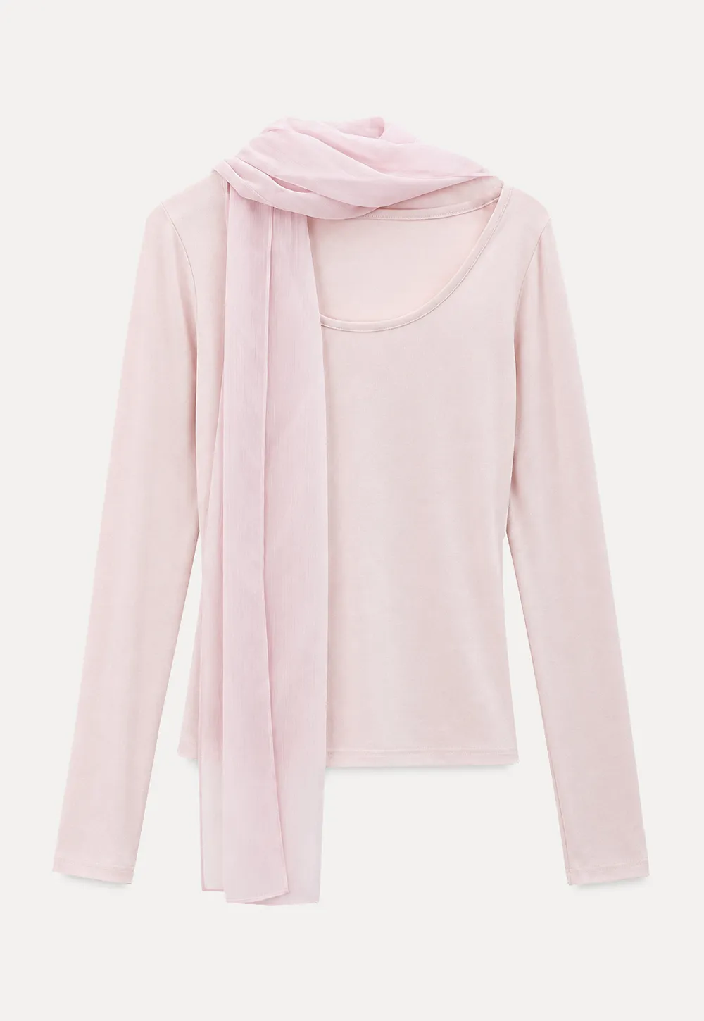 Asymmetrical Draped Cowl Neck Long Sleeve Top
