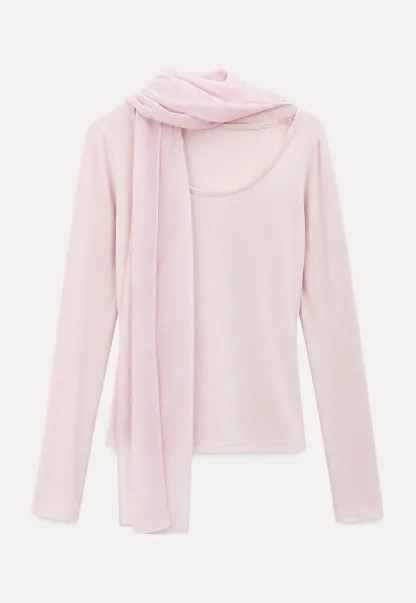 Asymmetrical Draped Cowl Neck Long Sleeve Top
