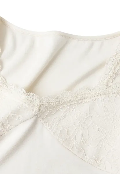Lace Trim Square Neck Long Sleeve Top