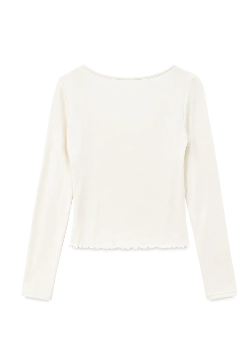 Lace Trim Square Neck Long Sleeve Top