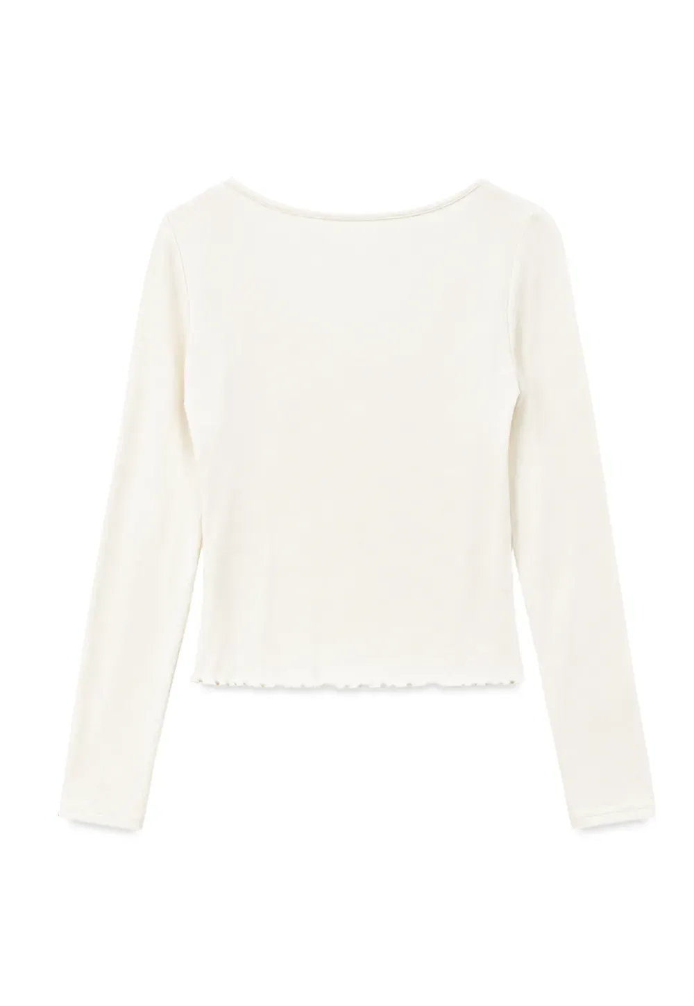 Lace Trim Square Neck Long Sleeve Top