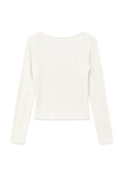 Lace Trim Square Neck Long Sleeve Top