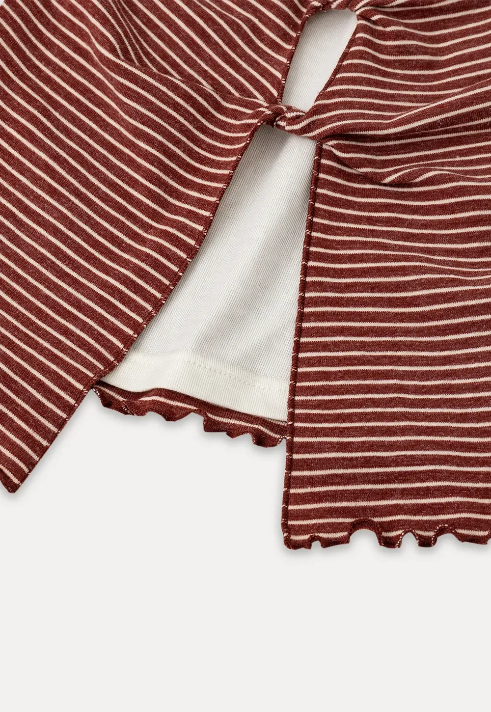 Scalloped Hem Layered Knit Top with Cutout Detail