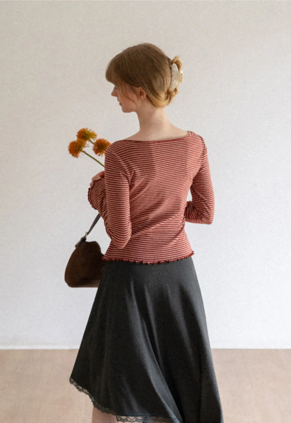 Scalloped Hem Layered Knit Top with Cutout Detail